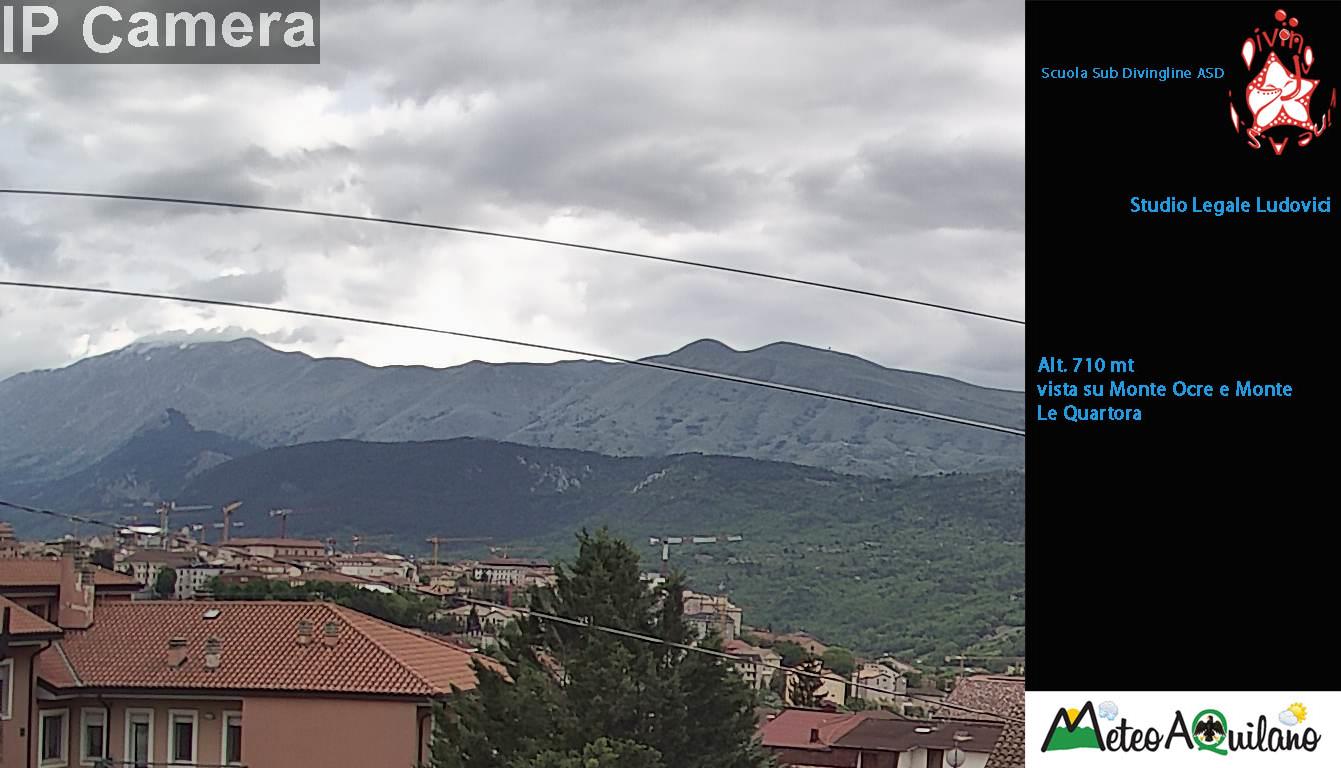 Webcam da San Sisto verso monte Ocre, Monte Le Quartora e L'Aquila Est